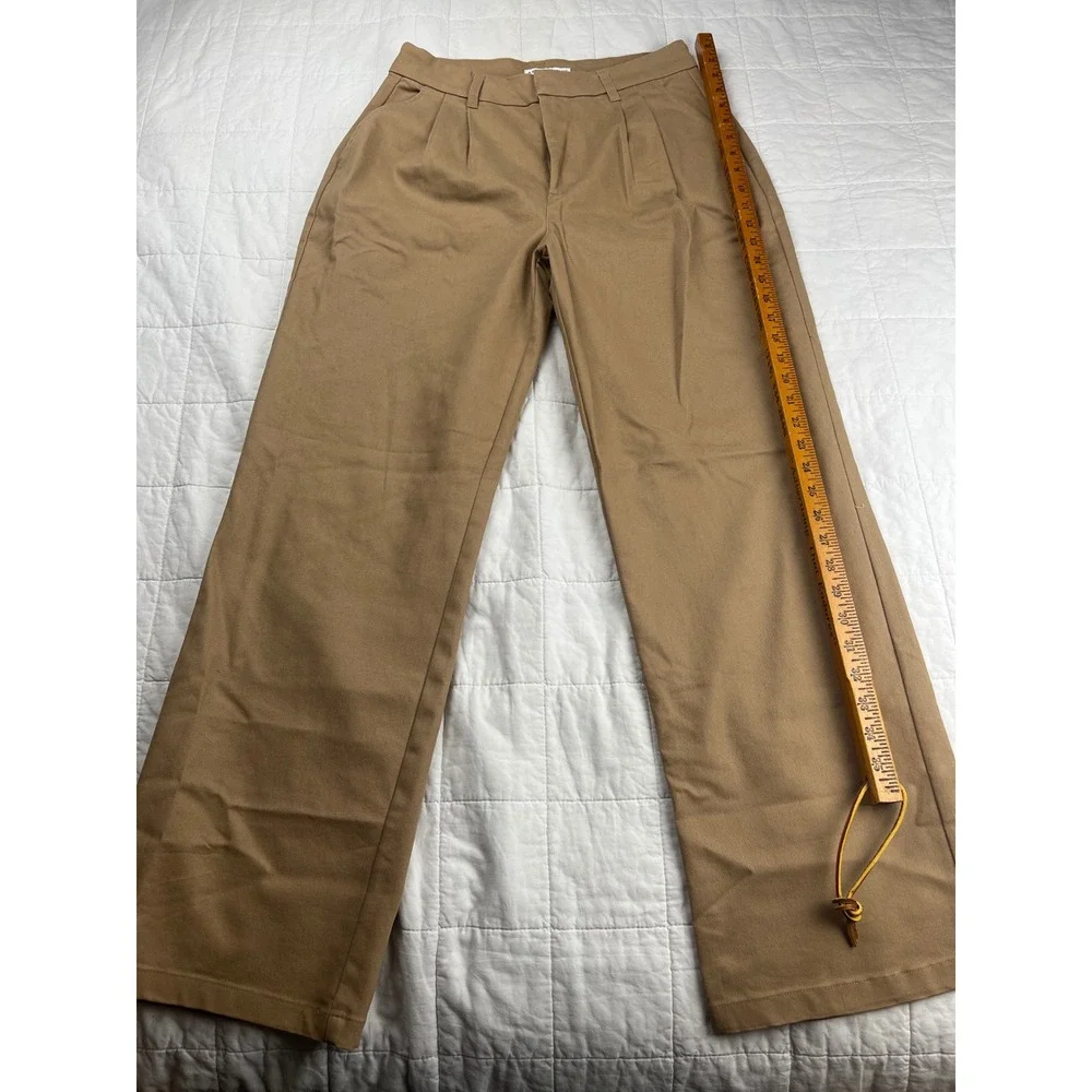 AND NOW THIS Womens Tan Pleated High Waisted Pants Size 6‎ Cotton Blend